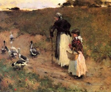 anciana con niño y ganso 1885 Pinturas al óleo
